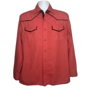 Ace of Diamond Pearl Snap Western Shirt Size M Dark Melon Red Black Geometric